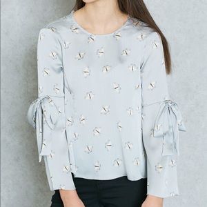 TopShop butterfly round neck bell tie long sleeve
